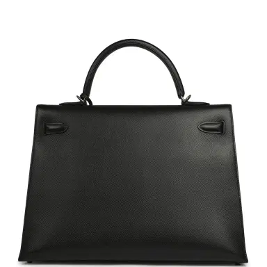 HERMÈS gerry Pre-owned Hermes Kelly Sellier 35 Black Epsom Palladium Hardware | Thumbnail 4 HERMÈS gerry Pre-owned Hermes Kelly Sellier 35 Black Epsom Palladium Hardware | Thumbnail 4