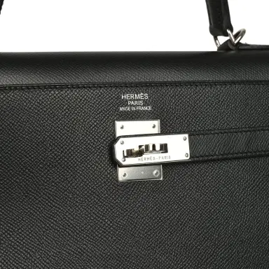 HERMÈS gerry Pre-owned Hermes Kelly Sellier 35 Black Epsom Palladium Hardware | Thumbnail 7 HERMÈS gerry Pre-owned Hermes Kelly Sellier 35 Black Epsom Palladium Hardware | Thumbnail 7