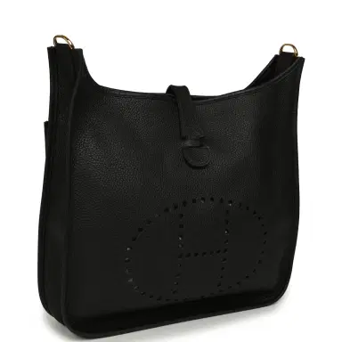 HERMÈS Hermes Evelyne III GM Black Clemence Gold Hardware | Thumbnail 2 HERMÈS Hermes Evelyne III GM Black Clemence Gold Hardware | Thumbnail 2