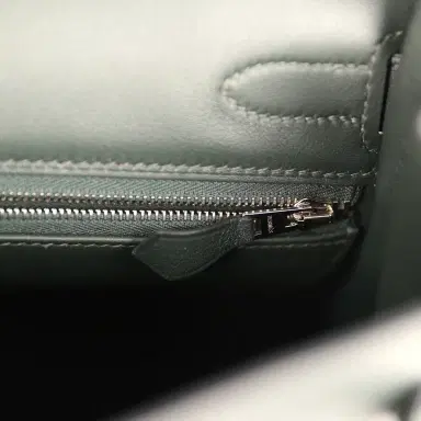 HERMÈS Hermes Kelly Lakis 35 Vert Anglais Swift, Toile Riga Palladium Hardware | Thumbnail 11 HERMÈS Hermes Kelly Lakis 35 Vert Anglais Swift, Toile Riga Palladium Hardware | Thumbnail 11