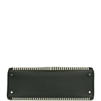 HERMÈS Hermes Kelly Lakis 35 Vert Anglais Swift, Toile Riga Palladium Hardware | Thumbnail 6 HERMÈS Hermes Kelly Lakis 35 Vert Anglais Swift, Toile Riga Palladium Hardware | Thumbnail 6