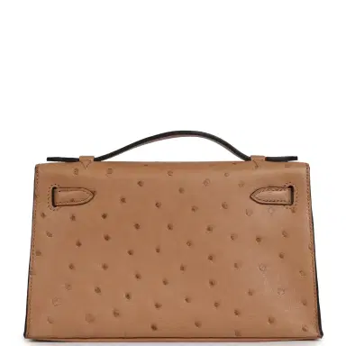 HERMÈS Hermes Kelly Pochette Chai Ostrich Gold Hardware | Thumbnail 4 HERMÈS Hermes Kelly Pochette Chai Ostrich Gold Hardware | Thumbnail 4