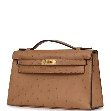 HERMÈS Hermes Kelly Pochette Chai Ostrich Gold Hardware | Thumbnail 5 HERMÈS Hermes Kelly Pochette Chai Ostrich Gold Hardware | Thumbnail 5