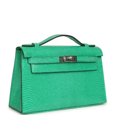 HERMÈS Hermes Kelly Pochette Menthe Varanus Niloticus Lizard Palladium Hardware | Thumbnail 2 HERMÈS Hermes Kelly Pochette Menthe Varanus Niloticus Lizard Palladium Hardware | Thumbnail 2