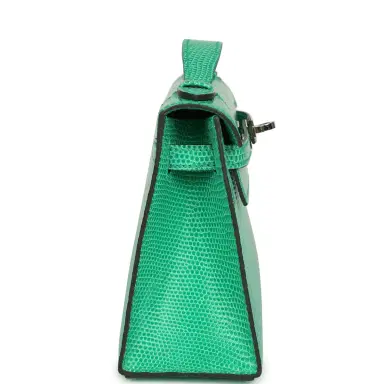 HERMÈS Hermes Kelly Pochette Menthe Varanus Niloticus Lizard Palladium Hardware | Thumbnail 3 HERMÈS Hermes Kelly Pochette Menthe Varanus Niloticus Lizard Palladium Hardware | Thumbnail 3