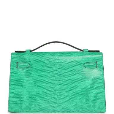 HERMÈS Hermes Kelly Pochette Menthe Varanus Niloticus Lizard Palladium Hardware | Thumbnail 4 HERMÈS Hermes Kelly Pochette Menthe Varanus Niloticus Lizard Palladium Hardware | Thumbnail 4