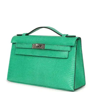 HERMÈS Hermes Kelly Pochette Menthe Varanus Niloticus Lizard Palladium Hardware | Thumbnail 5 HERMÈS Hermes Kelly Pochette Menthe Varanus Niloticus Lizard Palladium Hardware | Thumbnail 5