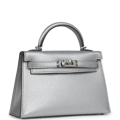 HERMÈS Hermes Kelly Sellier 20 Argent Chevre Chamkilight Palladium Hardware | Thumbnail 2 HERMÈS Hermes Kelly Sellier 20 Argent Chevre Chamkilight Palladium Hardware | Thumbnail 2