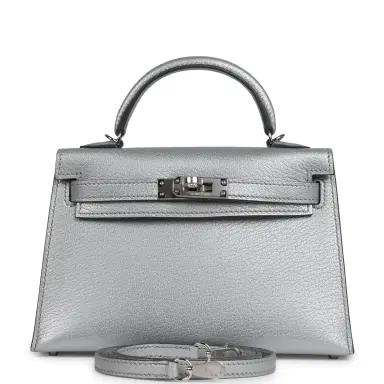 HERMÈS Hermes Kelly Sellier 20 Argent Chevre Chamkilight Palladium Hardware | Thumbnail 1 HERMÈS Hermes Kelly Sellier 20 Argent Chevre Chamkilight Palladium Hardware | Thumbnail 1