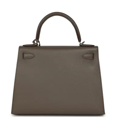 HERMÈS Hermes Kelly Sellier 28 Etain Epsom Palladium Hardware | Thumbnail 4 HERMÈS Hermes Kelly Sellier 28 Etain Epsom Palladium Hardware | Thumbnail 4