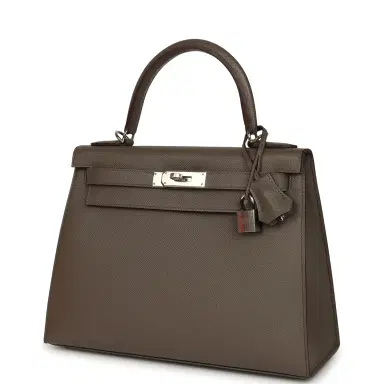 HERMÈS Hermes Kelly Sellier 28 Etain Epsom Palladium Hardware | Thumbnail 5 HERMÈS Hermes Kelly Sellier 28 Etain Epsom Palladium Hardware | Thumbnail 5