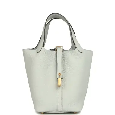 HERMÈS Hermes Picotin Lock 18 Bleu Pale Clemence Gold Hardware | Thumbnail 1 HERMÈS Hermes Picotin Lock 18 Bleu Pale Clemence Gold Hardware | Thumbnail 1