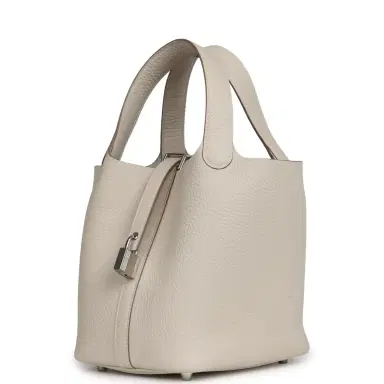 HERMÈS Hermes Picotin Lock 18 Craie Clemence Palladium Hardware | Thumbnail 5 HERMÈS Hermes Picotin Lock 18 Craie Clemence Palladium Hardware | Thumbnail 5