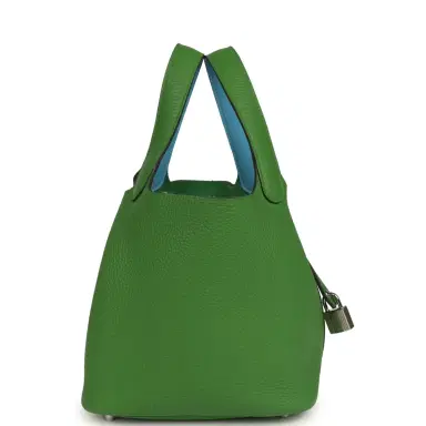 HERMÈS Hermes Picotin Lock 18 Eclat Vert Yucca Clemence, Celeste Swift Palladium Hardware | Thumbnail 3 HERMÈS Hermes Picotin Lock 18 Eclat Vert Yucca Clemence, Celeste Swift Palladium Hardware | Thumbnail 3
