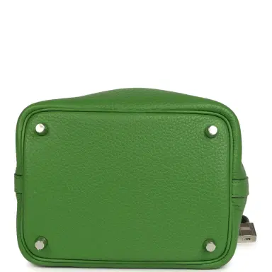 HERMÈS Hermes Picotin Lock 18 Eclat Vert Yucca Clemence, Celeste Swift Palladium Hardware | Thumbnail 6 HERMÈS Hermes Picotin Lock 18 Eclat Vert Yucca Clemence, Celeste Swift Palladium Hardware | Thumbnail 6
