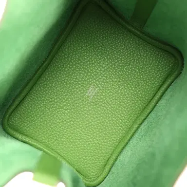 HERMÈS Hermes Picotin Lock 18 Eclat Vert Yucca Clemence, Celeste Swift Palladium Hardware | Thumbnail 7 HERMÈS Hermes Picotin Lock 18 Eclat Vert Yucca Clemence, Celeste Swift Palladium Hardware | Thumbnail 7