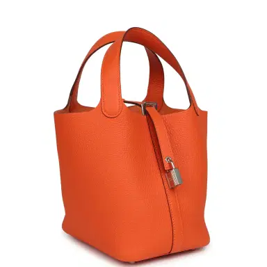 HERMÈS Hermes Picotin Lock 18 Tangerine Clemence Palladium Hardware | Thumbnail 2 HERMÈS Hermes Picotin Lock 18 Tangerine Clemence Palladium Hardware | Thumbnail 2