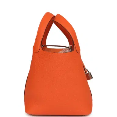 HERMÈS Hermes Picotin Lock 18 Tangerine Clemence Palladium Hardware | Thumbnail 3 HERMÈS Hermes Picotin Lock 18 Tangerine Clemence Palladium Hardware | Thumbnail 3