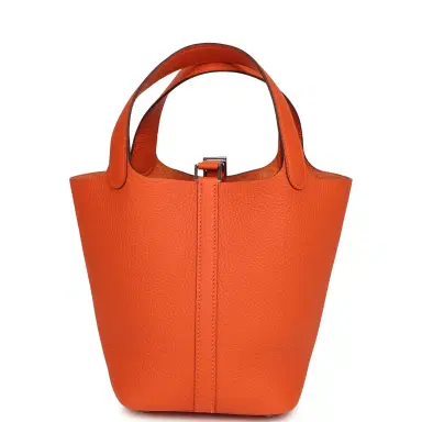 HERMÈS Hermes Picotin Lock 18 Tangerine Clemence Palladium Hardware | Thumbnail 4 HERMÈS Hermes Picotin Lock 18 Tangerine Clemence Palladium Hardware | Thumbnail 4