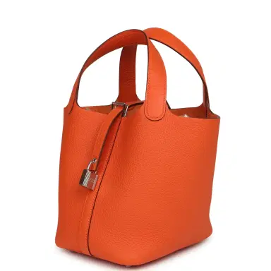 HERMÈS Hermes Picotin Lock 18 Tangerine Clemence Palladium Hardware | Thumbnail 5 HERMÈS Hermes Picotin Lock 18 Tangerine Clemence Palladium Hardware | Thumbnail 5