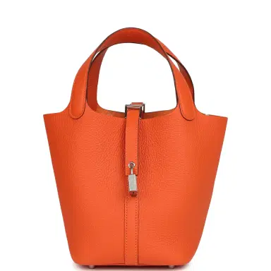 HERMÈS Hermes Picotin Lock 18 Tangerine Clemence Palladium Hardware | Thumbnail 1 HERMÈS Hermes Picotin Lock 18 Tangerine Clemence Palladium Hardware | Thumbnail 1
