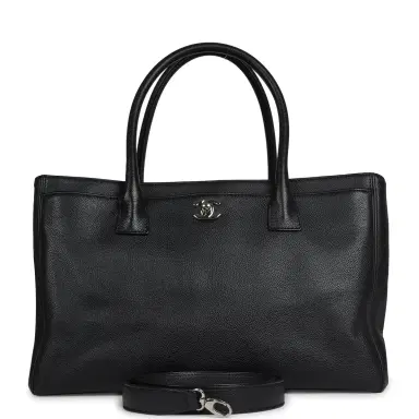 Chanel Pre-owned Chanel Large Executive Cerf Tote Bag Black Grained Calfskin Silver Hardware | Thumbnail 1 Chanel Pre-owned Chanel Large Executive Cerf Tote Bag Black Grained Calfskin Silver Hardware | Thumbnail 1