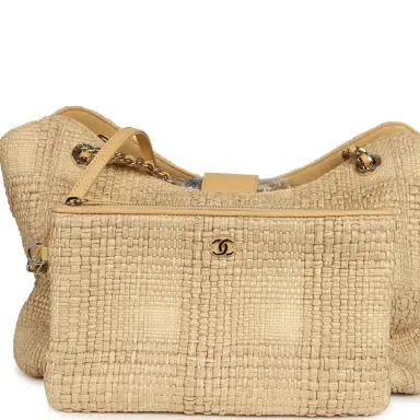 Chanel Pre-owned Chanel Small Shopping Bag Beige Braided Raffia Light Gold Hardware | Thumbnail 8 Chanel Pre-owned Chanel Small Shopping Bag Beige Braided Raffia Light Gold Hardware | Thumbnail 8