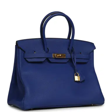 HERMÈS Pre-owned Hermes Birkin 35 Bleu Royal Togo Gold Hardware | Thumbnail 2 HERMÈS Pre-owned Hermes Birkin 35 Bleu Royal Togo Gold Hardware | Thumbnail 2