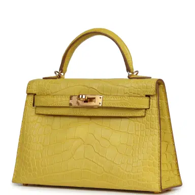 HERMÈS Pre-owned Hermes Kelly 20 Sellier Mimosa Matte Alligator Gold Hardware | Thumbnail 5 HERMÈS Pre-owned Hermes Kelly 20 Sellier Mimosa Matte Alligator Gold Hardware | Thumbnail 5
