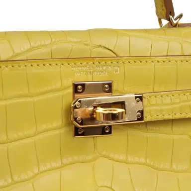 HERMÈS Pre-owned Hermes Kelly 20 Sellier Mimosa Matte Alligator Gold Hardware | Thumbnail 7 HERMÈS Pre-owned Hermes Kelly 20 Sellier Mimosa Matte Alligator Gold Hardware | Thumbnail 7