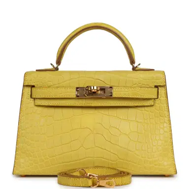 HERMÈS Pre-owned Hermes Kelly 20 Sellier Mimosa Matte Alligator Gold Hardware | Thumbnail 1 HERMÈS Pre-owned Hermes Kelly 20 Sellier Mimosa Matte Alligator Gold Hardware | Thumbnail 1