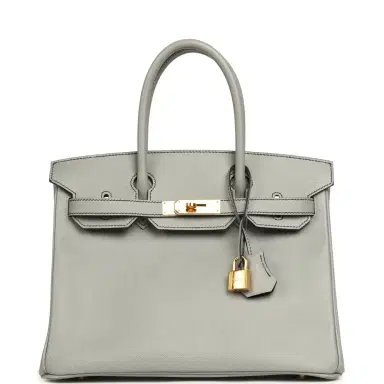 HERMÈS Pre-owned Hermes Special Order (HSS) Birkin 30 Gris Mouette Verso Epsom Gold Hardware | Thumbnail 1 HERMÈS Pre-owned Hermes Special Order (HSS) Birkin 30 Gris Mouette Verso Epsom Gold Hardware | Thumbnail 1