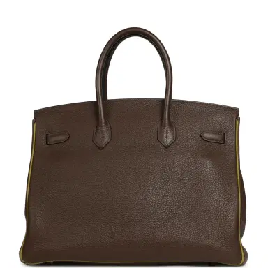 HERMÈS Pre-owned Hermes Special Order (HSS) Birkin 35 Chocolat Verso Togo Gold Hardware | Thumbnail 3 HERMÈS Pre-owned Hermes Special Order (HSS) Birkin 35 Chocolat Verso Togo Gold Hardware | Thumbnail 3