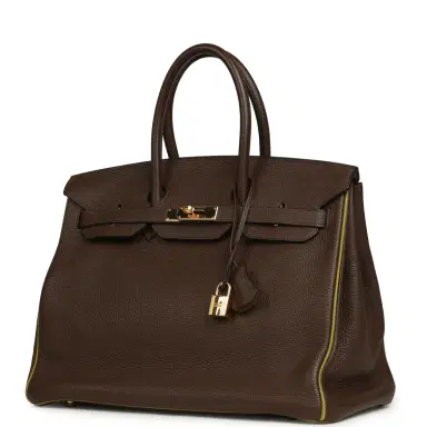 HERMÈS Pre-owned Hermes Special Order (HSS) Birkin 35 Chocolat Verso Togo Gold Hardware | Thumbnail 5 HERMÈS Pre-owned Hermes Special Order (HSS) Birkin 35 Chocolat Verso Togo Gold Hardware | Thumbnail 5