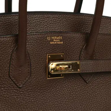 HERMÈS Pre-owned Hermes Special Order (HSS) Birkin 35 Chocolat Verso Togo Gold Hardware | Thumbnail 7 HERMÈS Pre-owned Hermes Special Order (HSS) Birkin 35 Chocolat Verso Togo Gold Hardware | Thumbnail 7