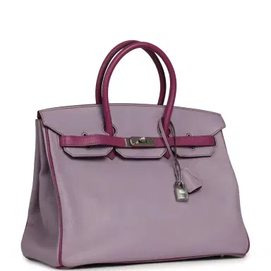 HERMÈS Pre-owned Hermes Special Order (HSS) Birkin 35 Lilac, Cyclamen Chevre Mysore Palladium Hardware | Thumbnail 2 HERMÈS Pre-owned Hermes Special Order (HSS) Birkin 35 Lilac, Cyclamen Chevre Mysore Palladium Hardware | Thumbnail 2