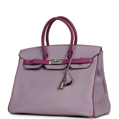 HERMÈS Pre-owned Hermes Special Order (HSS) Birkin 35 Lilac, Cyclamen Chevre Mysore Palladium Hardware | Thumbnail 5 HERMÈS Pre-owned Hermes Special Order (HSS) Birkin 35 Lilac, Cyclamen Chevre Mysore Palladium Hardware | Thumbnail 5