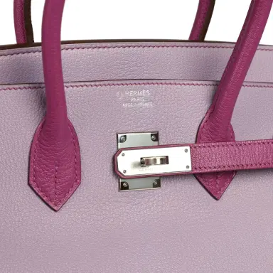 HERMÈS Pre-owned Hermes Special Order (HSS) Birkin 35 Lilac, Cyclamen Chevre Mysore Palladium Hardware | Thumbnail 7 HERMÈS Pre-owned Hermes Special Order (HSS) Birkin 35 Lilac, Cyclamen Chevre Mysore Palladium Hardware | Thumbnail 7