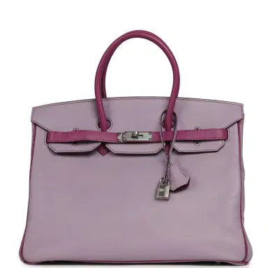 HERMÈS Pre-owned Hermes Special Order (HSS) Birkin 35 Lilac, Cyclamen Chevre Mysore Palladium Hardware | Thumbnail 1 HERMÈS Pre-owned Hermes Special Order (HSS) Birkin 35 Lilac, Cyclamen Chevre Mysore Palladium Hardware | Thumbnail 1