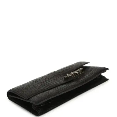 HERMÈS Pre-owned Hermes Verrou Clutch Black Matte Alligator Mississippiensis Palladium Hardware | Thumbnail 3 HERMÈS Pre-owned Hermes Verrou Clutch Black Matte Alligator Mississippiensis Palladium Hardware | Thumbnail 3