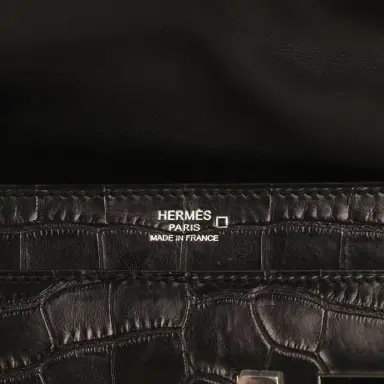 HERMÈS Pre-owned Hermes Verrou Clutch Black Matte Alligator Mississippiensis Palladium Hardware | Thumbnail 7 HERMÈS Pre-owned Hermes Verrou Clutch Black Matte Alligator Mississippiensis Palladium Hardware | Thumbnail 7
