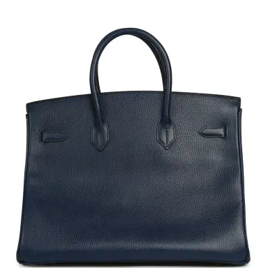 HERMÈS Vintage Hermes Birkin 35 Bleu Marine Ardennes Gold Hardware | Thumbnail 3 HERMÈS Vintage Hermes Birkin 35 Bleu Marine Ardennes Gold Hardware | Thumbnail 3