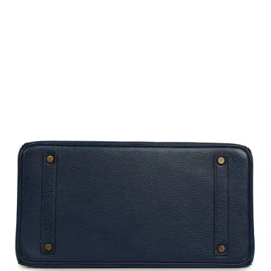 HERMÈS Vintage Hermes Birkin 35 Bleu Marine Ardennes Gold Hardware | Thumbnail 6 HERMÈS Vintage Hermes Birkin 35 Bleu Marine Ardennes Gold Hardware | Thumbnail 6