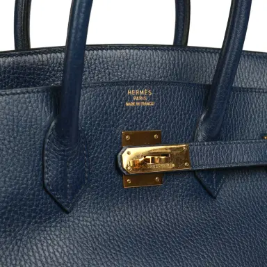 HERMÈS Vintage Hermes Birkin 35 Bleu Marine Ardennes Gold Hardware | Thumbnail 7 HERMÈS Vintage Hermes Birkin 35 Bleu Marine Ardennes Gold Hardware | Thumbnail 7