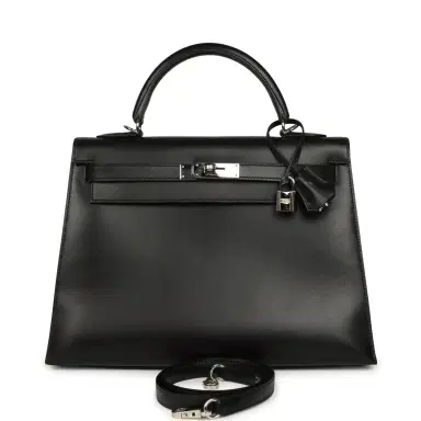 HERMÈS Vintage Hermes Kelly Sellier 32 Black Box Palladium Hardware | Thumbnail 1 HERMÈS Vintage Hermes Kelly Sellier 32 Black Box Palladium Hardware | Thumbnail 1