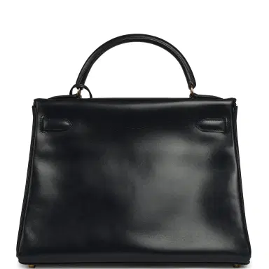 HERMÈS Vintage Hermes Kelly Sellier 32 Bleu Indigo Box Gold Hardware | Thumbnail 5 HERMÈS Vintage Hermes Kelly Sellier 32 Bleu Indigo Box Gold Hardware | Thumbnail 5