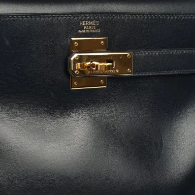 HERMÈS Vintage Hermes Kelly Sellier 32 Bleu Indigo Box Gold Hardware | Thumbnail 7 HERMÈS Vintage Hermes Kelly Sellier 32 Bleu Indigo Box Gold Hardware | Thumbnail 7