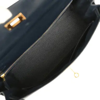 HERMÈS Vintage Hermes Kelly Sellier 32 Bleu Indigo Box Gold Hardware | Thumbnail 9 HERMÈS Vintage Hermes Kelly Sellier 32 Bleu Indigo Box Gold Hardware | Thumbnail 9