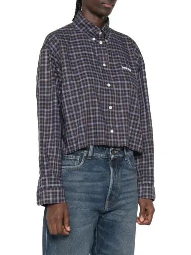Miu Miu Cotton Plaid Shirt | Thumbnail 3 Miu Miu Cotton Plaid Shirt | Thumbnail 3