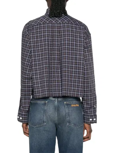 Miu Miu Cotton Plaid Shirt | Thumbnail 4 Miu Miu Cotton Plaid Shirt | Thumbnail 4